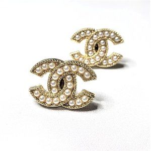 Upcycled Authentic Chanel Pearl Button Earrings